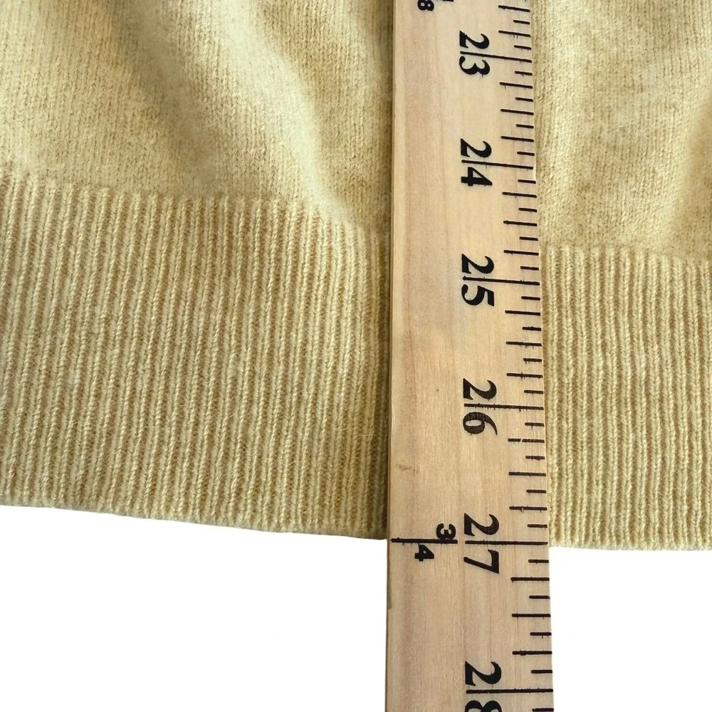 Lands'‎ End V-Neck Cashmere Sweater Yellow Mens L/T Tall Preppy Old Money